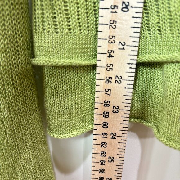 Coldwater Creek Green Tie Front Sweater Linen Cotton Size Small Y2K 90s Friends - Picture 10 of 12